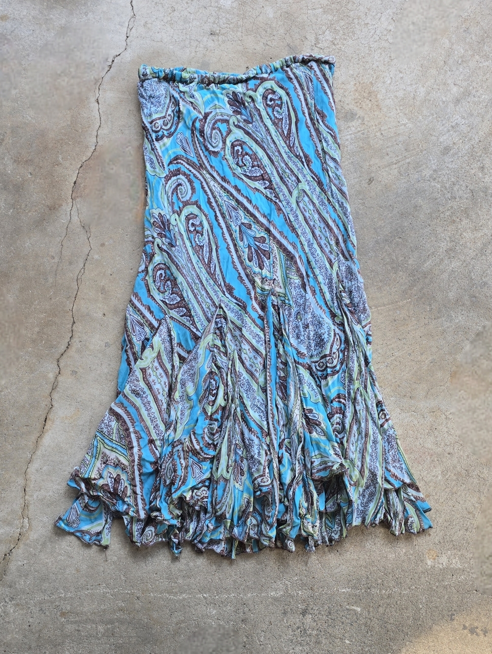 Vintage Y2k 90s Paisley Floral Maxi Skirt Forest Fairy Ruffle XL